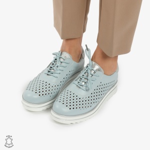 Pantofi Casual dama din piele naturala Perforati LF0782 ALBASTRU - Img 2