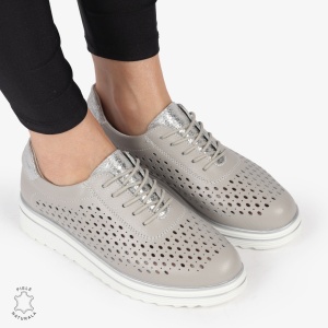 Pantofi Casual dama din piele naturala Perforati LF0782 GRI