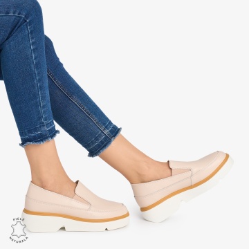 Pantofi Casual DAMA din PIELE Naturala SLIP-ON LF0946 CULOARE: ROZ - Img 2