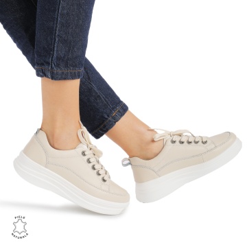 Pantofi casual dama piele naturala LF0869 BEJ - Img 2