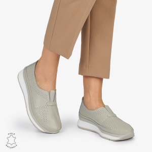 PANTOFI CASUAL Dama Piele Naturala USOR INALTA LF1050 Culoare: GRI
