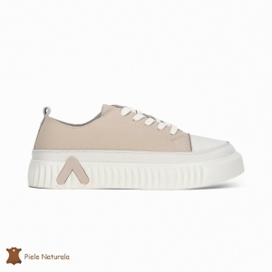 Pantofi Casual de dama din Piele naturala cu talpa groasa LF0489 BEJ - Img 2