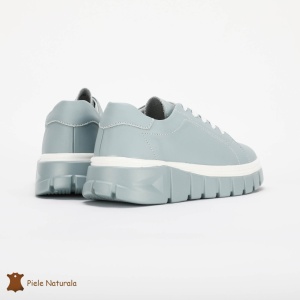 Pantofi Casual de dama din Piele naturala cu talpa groasa LF0491 ALBASTRU - Img 3
