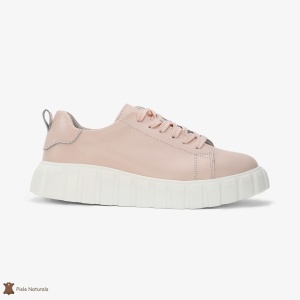 Pantofi Casual de dama din Piele naturala cu talpa groasa LF0492 ROZ - Img 2