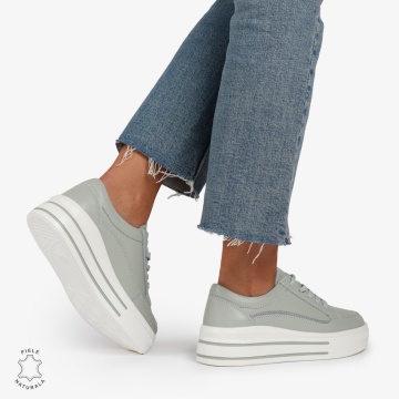 Pantofi Casual de dama din Piele Naturala cu talpa inalta si Dungi LF1203 Barilla - Img 3