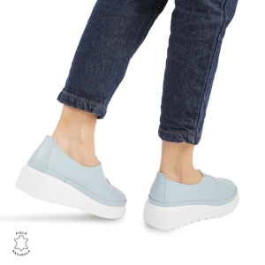 Pantofi Casual de dama din Piele Naturala LF0918 ALBASTRU - Img 3