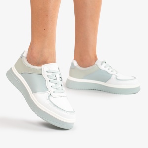 Pantofi Casual de dama din Piele naturala Multicolor cu design special LF0519 ALB CU ALBASTRU