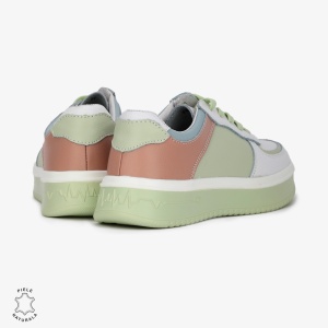Pantofi Casual de dama din Piele naturala Multicolor cu design special LF0519 ALB CU VERDE - Img 3