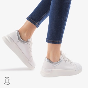 Pantofi Casual de dama din Piele naturala Trendy LF0525 ALB - Img 3