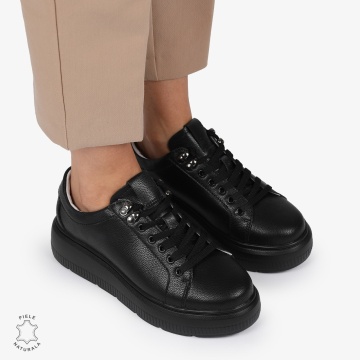 Pantofi CASUAL PIELE NATURALA CU INCHIDERE SIRET LF1294 NEGRU