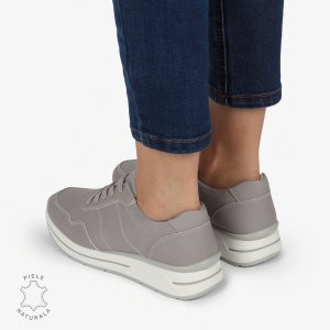 PANTOFI CASUAL Piele Naturala CU INCHIDERE SIRET SI MODEL PE TALPA LF1303 GRI - Img 4