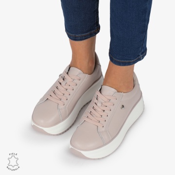 Pantofi CASUAL PIELE NATURALA cu talpa inalta LF1275 Mov