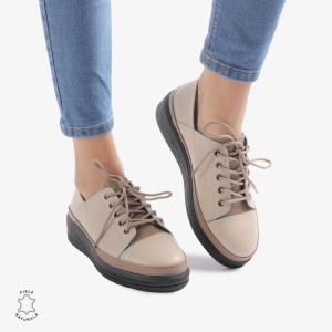 Pantofi casual piele naturala LF877 BEJ - Img 3