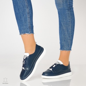 Pantofi casual trendy de dama din piele naturala Multicolor LF0007 Bleumarin