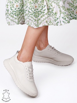Pantofi damă din piele naturală cu aspect elegant LF1816 bej