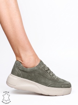 Pantofi damă sport din piele naturală cu design elegant LF1810 Verde - Img 2