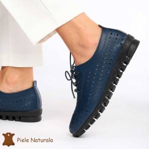 Pantofi Perforati dama din Piele Naturala cu mici perforatii LF0188 NAVY - Img 3