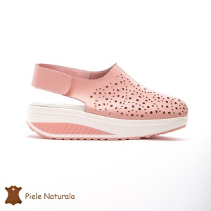 Pantofi Perforati dama din Piele Naturala cu talpa inalta LF0186 ROZ - Img 2