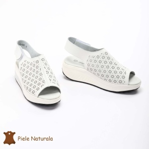 Pantofi Perforati dama din Piele Naturala cu talpa inalta LF0187 ALB - Img 3