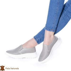 Pantofi Perforati Dama Piele naturală LF0100 GRI - Img 2