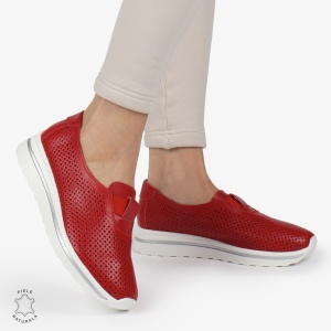 Pantofi Perforati Dama Piele naturală LF0104 ROSU