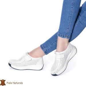 Pantofi Perforati Dama Piele naturală LF0106 ALB - Img 2
