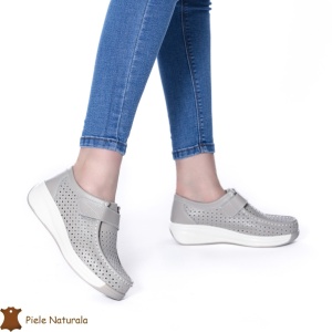 Pantofi Perforati Dama Piele naturală LF0106 GRI