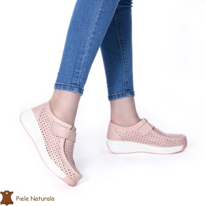 Pantofi Perforati Dama Piele naturală LF0106 ROZ - Img 2