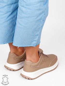 Pantofi sport damă din piele naturală cu design minimalist LF1813 Khaki - Img 3