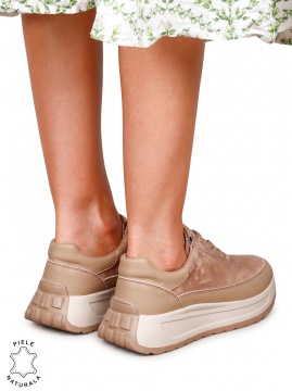 Pantofi sport damă din piele naturală cu finisaje premium LF1814 Khaki - Img 3