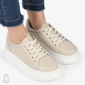 Pantofii casual piele naturala LF0763 BEJ