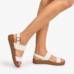 SANDALE dama din Piele ECOLOGICA CU BRETELE LF1093 CULOARE: ALB - Img 2