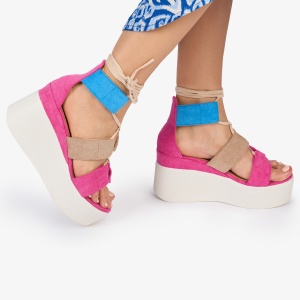 SANDALE Dama DIN PIELE ECOLOGICA INTOARSA CU PLATFORMA LF1023 Culoare: FUCSIA - Img 2