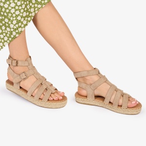 SANDALE Dama DIN PIELE ECOLOGICA INTOARSA LF1022 Culoare: khaki