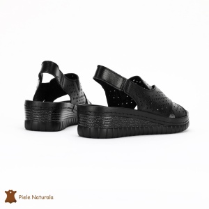 Sandale dama din Piele Naturala cu talpa inalta LF0205 NEGRU - Img 2