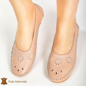 Balerini dama din Piele Naturala cu talpa flexibila LF0178 ROZ
