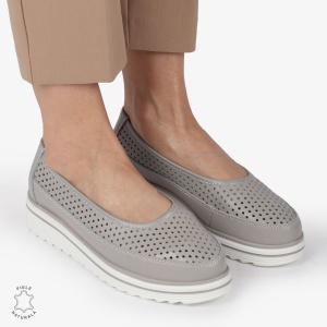 Balerini dama din Piele Naturala cu talpa groasa LF0172 GRI - Img 2