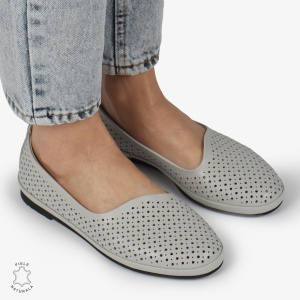 BALERINI dama din Piele naturala PERFORATA SLIP-ON LF1358 GRI