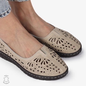 BALERINI dama din Piele naturala PERFORATA SLIP-ON LF1363 BEJ