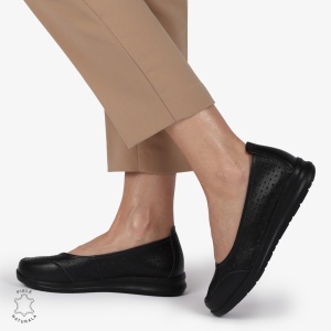 Balerini dama din Piele Naturala Slip-On LF0721 NEGRU