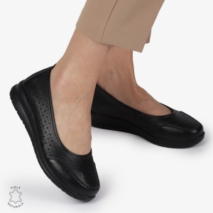 Balerini dama din Piele Naturala Slip-On LF0721 NEGRU - Img 4