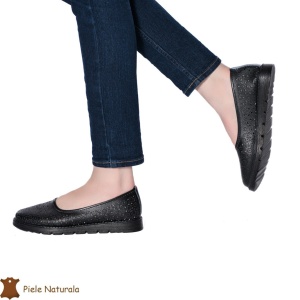 Balerini Dama Piele naturală LF0030 NEGRU