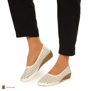 Balerini Dama Piele Naturala Slip-on LF0075 BEJ