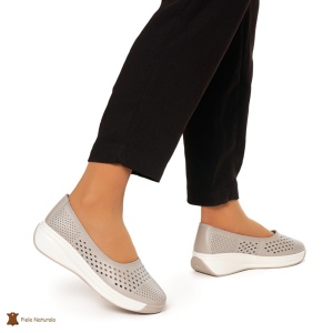 Balerini Dama Piele Naturala Slip-on LF0076 GRI - Img 2