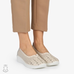 BALERINI din PIELE NATURALA PERFORATA LF1040 CULOARE: BEJ - Img 2