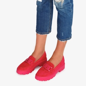 Mocasini dama din Piele Ecologica intoarsa LF0563 FUCSIA