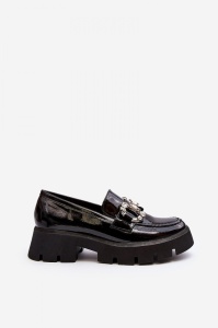Mocasini DAMA din PIELE ECOLOGICA LACUITA CU PIETRE STRALUCITOARE LF0973 CULOARE: Negru - Img 3