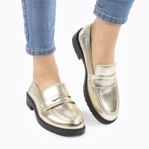 Mocasini DAMA din PIELE ECOLOGICA LF0960 CULOARE: AURIU