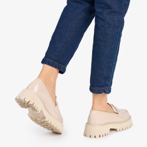 Mocasini DAMA din PIELE ECOLOGICA LUCIOASA LF0952 CULOARE: Bej - Img 3