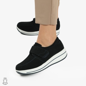 Mocasini dama din piele naturala INTOARSA cu talpa groasa LF0004 NAVY